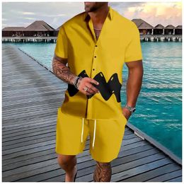 Men's Tracksuits Hawaiian Multicolor Wave Button Shirts Shorts Summer Casual Colors Beach Sets Hipster Streetwear Tracksuit Men Clothing
