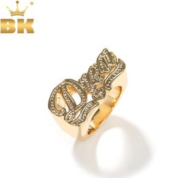 THE BLING KING Custom Name Ring For Men Zinc Alloy Iced Out Rhinestone Personalised Letters Party Rings Hiphop Jewellery For Gift 240403