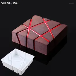 Baking Moulds SHENHONG Twill BLOCK 3D Silicone Cake Geometric Square For Ice Creams Chocolates Pastry Art Pan Bakeware Accessories