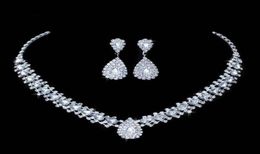 Luxurious Wedding Jewellery Sets for Bridal Bridesmaid Jewelery Drop Earring Necklace Set Austria Crystal Whole Gift50763334399707
