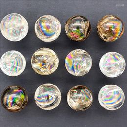 Decorative Figurines 1PC Natural Rainbow Cracked Smoky Brown White Quartz Crystal Sphere Ball Chakras Reiki Healing Stones And Minerals