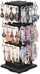 Ikee Design Free Assemble 36 Hooks Wood Rotating Keychain Holder Display Stand,3 Tier Jewelry Display Tree Stand,Bracelet Holder Display,