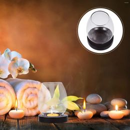 Candle Holders Windproof Holder Lampshade Glass Cover Desk With Base