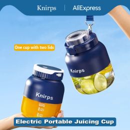 Juicers Knirps Portable Electric Juicer Machine 500mL with Double Cup Lids Mini Wireless Blender for Home Kitchen Outdoor Sports Travel