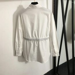 Women's Blouses D20 2024 Spring/Summer White Shirt Belt Waist Long Sleeve Design Sense All Fashion S-L