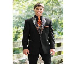 Black Groom Suits Two Buttons Notched Lapel Groomsmen Suits Men039s Wedding Country Camo Tuxedos JacketPantVest9109926