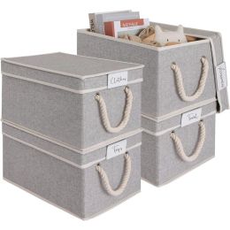 Fabric Storage Bins with Lids for Organizing, Foldable Boxes