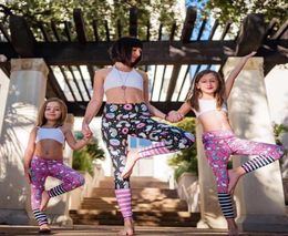 2018 Brand New Yoga Pants High Waist Kid Girl Women Family Clothing Stretch Gym Clothes Running Sport Trousers Legging Fitness Dan3760807