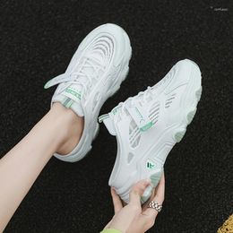 Casual Shoes Summer Fashion Mesh Round Toe Running Thick Bottom Breathable Sports Women's Light White 2024