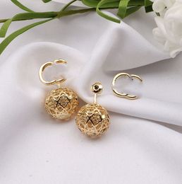 New One Style for Dual-Wear Personalised Ear Studs round Hollow Fashionable Temperamental All-Match Ear Rings Wholesale