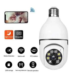 IP Cameras 4MP 2.4 5G Bulb E27 Surveillance Camera Full Color Night Vision Automatic Human Tracking Zoom Indoor Security Monitor WifiCamera 24413