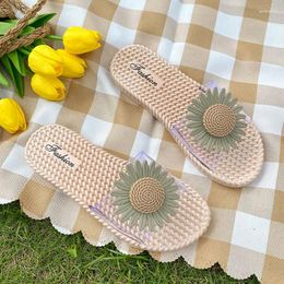 Slippers 2024 Summer Women's Lightweight Sole Korean Edition Casual Sunflowers Slip-on Platform Slide Sandals Soft Outdoor