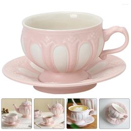 Cups Saucers Coffee Cup Saucer Set Ceramic Tea Mug Cappuccino Classic Afternoon Floral Ceramics Water