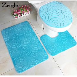 Bath Mats Non Slip Microfiber Mat Memery Foam Embossed Bathroom Carpet Thicken Absorbent Toilet Set Rugs