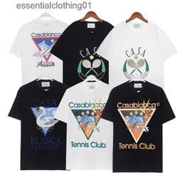 Men's T-Shirts Casablanc shirt 23ss Designer T shirts print mens casual shirt womens loose silk casablacncas shirt short sles luxury T-shirt high quality tees C240413