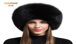 Ladies 100 Real Fox Fur Hat Women Winter Warm Luxury Ski Head Ear Warmer Earmuff y Sheepskin Warm Snow Cap 2010191316075