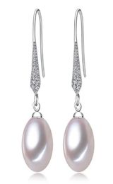 89mm White Pink Purple 100 Natural Freshwater Pearl Drop Earrings 925 Silver Zircon Jewellery for Women4293946