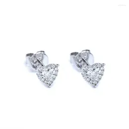 Stud Earrings European And American S925 High-quality Shiny Crystal Stone With Cool Hearty Shape Luxurious Texture