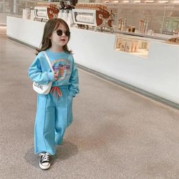 Clothing Sets Spring Autumn Girls Casual Sports Set Kids Children's Korean Baby Girl Sportswear 2piece Suit Sweatshirt Pants
