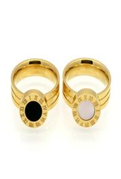 Band Rings Famous Brand Women Rings GoldRose Gold Color Stainless Steel Ring Roman Numeral Shells Luxury Jewelry Female Top1529535