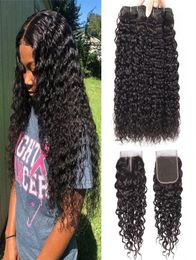 Hair Water Wave Bundles With Closure Curly Brazilian Human Hair Bundles With Closure Mink Brazilian Hair Weave Bundles1584783