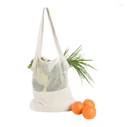 Shopping Bags 2024 Women Fashion Big Capacity Portable Shoulder Lady Cotton Mesh Net Woven Reusable Folding Tote Grocery Bag