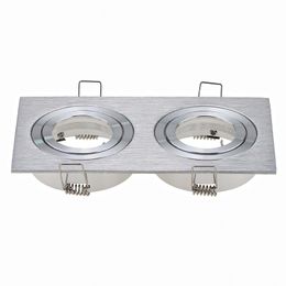 Square Double Head Mounting Recessed Led Ceiling Light MR16 Fitting Fixtures Lamp Holders LED Spot Light Frame