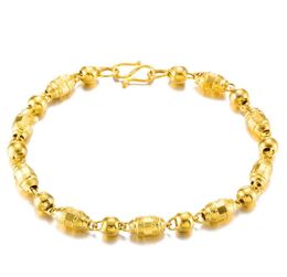 5mm Beads Wrist Chain Bracelet Men Jewellery 18k Yellow Gold Filled Classic Fashion Gift7909417
