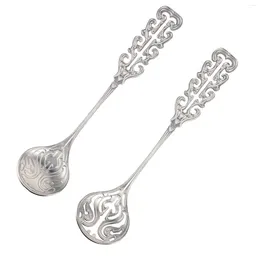 Spoons 2 Pcs Coffee Spoon Tablespoon Long Handle Stainless Steel Stirring Meal