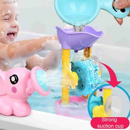 Bath Toys Waterwheel Bath Toys Set for Kids Bathroom Game Random Color Interactive Elephant Shower Watering Can Water Toys 240413