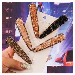 Hair Clips & Barrettes Women Girls Charm Crystal Hairpin Clip Dukbill Toothed Bobby Pin Lady Barrette Accessories Ship Drop Delivery Dhyza