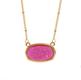 Pendant Necklaces Resin Oval Druzy Necklace Gold Colour Chain Drusy Hexagon Style Luxury Designer Brand Fashion Jewellery For WomenPe7652885