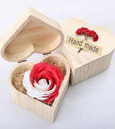 Valentine039s Day Gift Artificial Rose Artificial Flower Soap Rose Gift Box Wooden Box Birthday Girlfriend Girl Wife Bouquet1309422