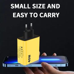 40W 4 Ports USB Charger Quick Charge 3.0 PD Type C Fast Charging Wall Charger For iPhone Samsung Xiaomi EU/US Plug Phone Charger