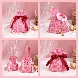 Gift Wrap Chinese Year Cny Orange Bag Fashion Canvas Decoration Wedding Bags Spring Festival Drawstring