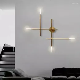 Wall Lamps Simple Black / Gold Metal Cross Led Lamp Minimalist Background Living Room Sofa Bedroom Bedside Aisle Light