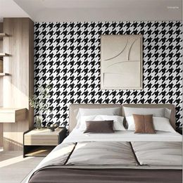 Wallpapers Houndstooth Black And White Plaid Background Wall Bedroom Nordic Geometric Style American Light Luxury Homestay