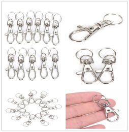 10pcslot Silver Metal Classic Key Chain DIY Bag Jewelry Ring Swivel Lobster Clasp Clips Key Hooks Keychain Split Ring Wholeales4612654