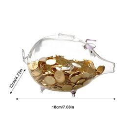 Cute Pig Money Bank Transparent Pig Banks For Kids Gold Bean Storage Jar Girls Money Box Jar Novel Glass Crafts Practical Gift