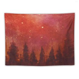 Tapestries Red Forest Night Tapestry Room Decoration Korean Style