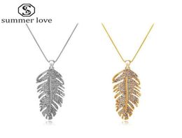 Pendant Necklaces Love Bohemian Fashion Feather Leaf Crystal Link Chain Necklace Women Valentine039s Day Gifts Collier Femme 207353004