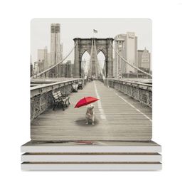 Table Mats Marty Mouse On The Brooklyn Bridge Ceramic Coasters (Square) Cute Mat For Dishes Coffee Cup Stand