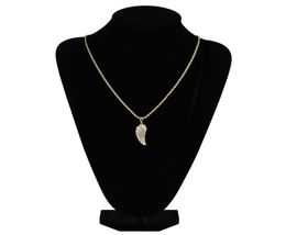 FashionGold White Gold Iced Out CZ Zirconia Lovers Angel Wing Necklace Chain Hip Hop Feather Wing Rapper Jewelry Gifts fo7513493