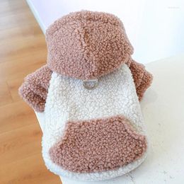 Dog Apparel Wool Pet Clothes Warm Hoodie Coat Jiarong Sweater With Traction Ring Suitable For Small Medium-sized Dogs