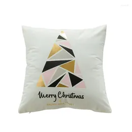 Pillow Golden Christmas Sofa S Home Decor No Inner Stamping Letter Geometry Pattern Case For Decoration X2