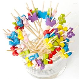 Disposable Flatware 100pcs Cocktails Pick For Appetisers Shape Bamboo Salad Fruit Toothpicks Decoration Drop