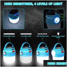 Portable Lanterns Letour Solar Outdoor Emergency Lamp Rechargeable Cam Lantern Mtifunction Flashlight 4 Modes Lighting For Tent Hik Dr Dhay7