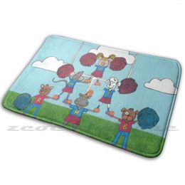 Carpets Cheer Squad Mat Rug Non-Slip Water Absorb Door Carpet Cheerleader Cheerleading Animal Pig Hippo Pompom Kids Children Babies