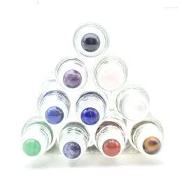Storage Bottles 20pcs Natural Gemstone Roller Ball For 5ml 10ml Essential Oil Perfume Text Roll On THICK Glass