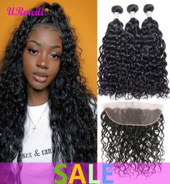 Brazilian Water Wave 34 Bundles with Frontal 100 Remy Human Hair Brazilian Virgin Hair 134 Part Ear to Ear Lace Frontal6656722